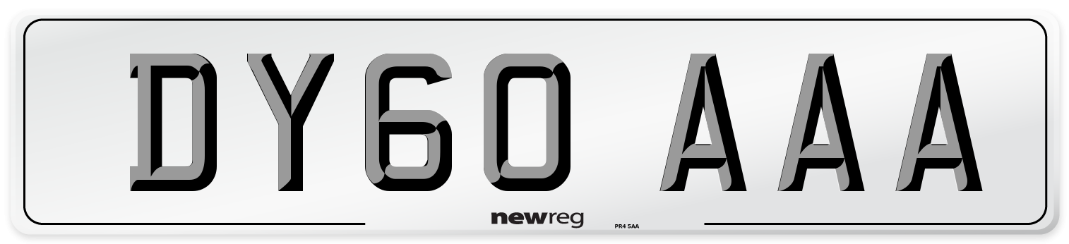 DY60 AAA Number Plate from New Reg